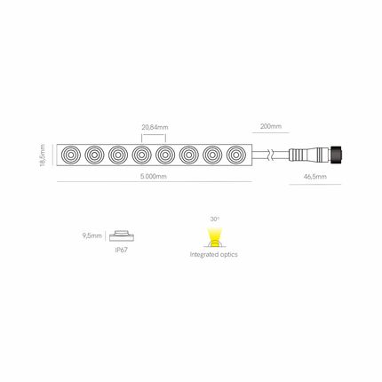 striscia led 18w/m 3000k 24v 1mt ip67 beneito faure
