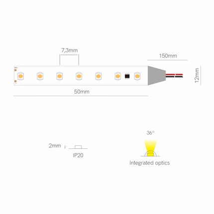 striscia led 15w/m 3000k 24v 1mt ip20 beneito faure