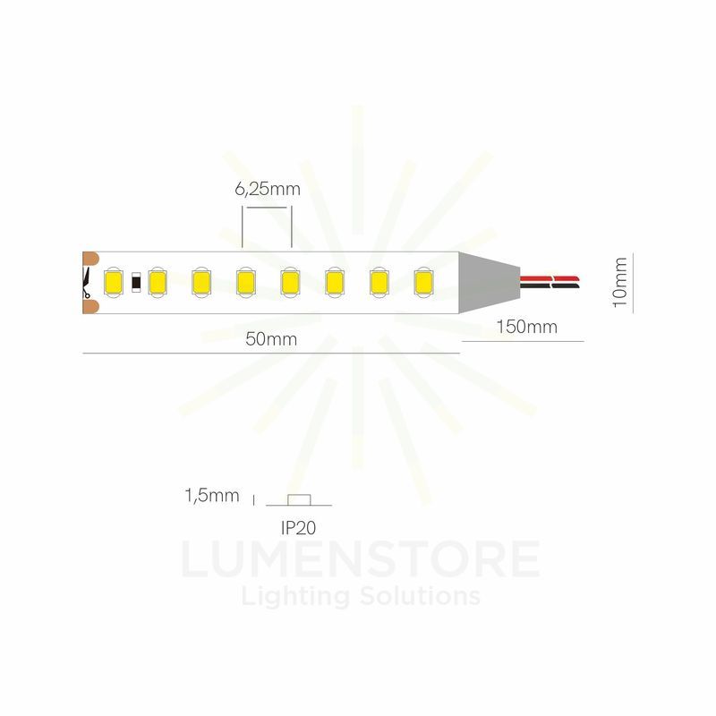 striscia led 5w/m 3000k 1mt 24v ip20 beneito faure