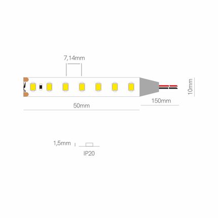 striscia led 2,5w/m 4000k 24v 1mt ip20 beneito faure