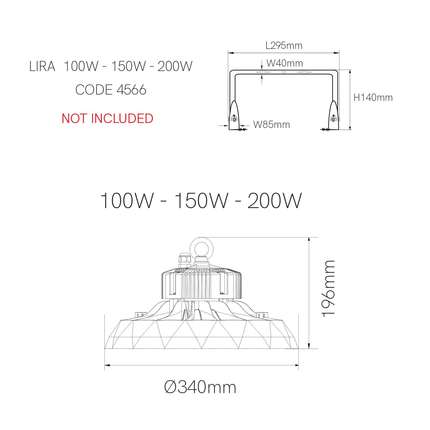 sospensione led 200w 100/260v 5000k nero ip65 4920
