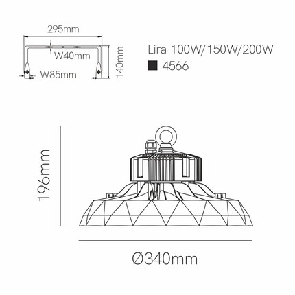 faretto led 90/120/150w cct switch 100/260v nero ip65 5148