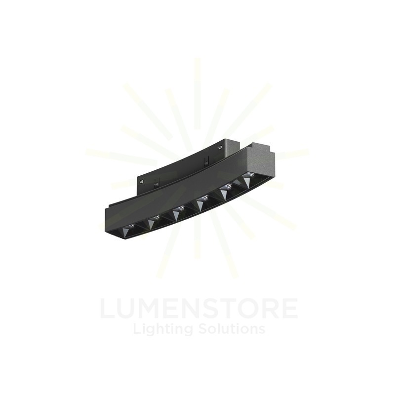 faretto led per binario magnetico 6w 48v 3000k nero ip20 curve tram beneito faure 5312