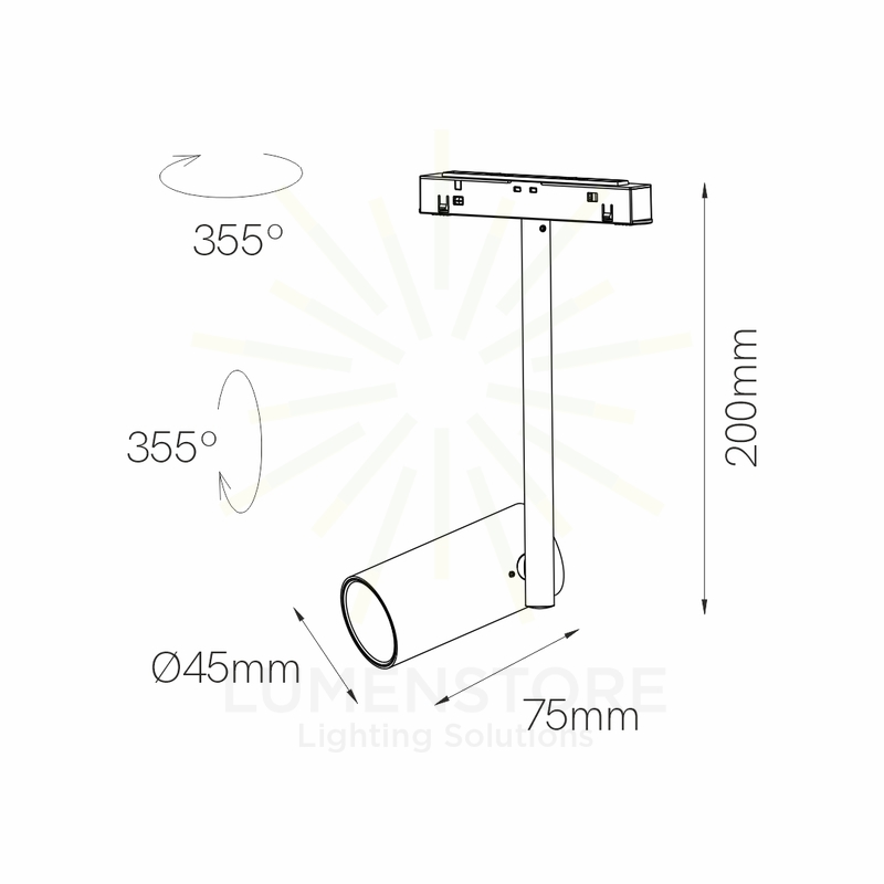 faretto led per binario magnetico 11w 48v 3000k nero ip20 beneito faure 4771