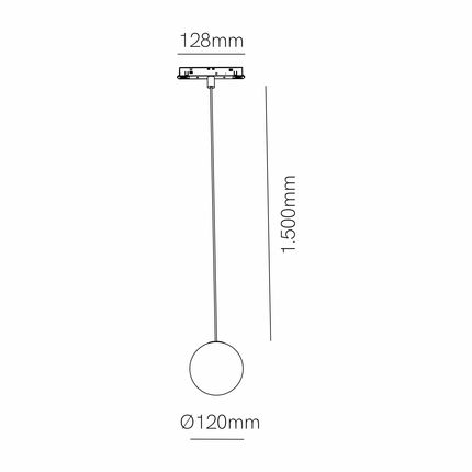 sospensione led per binario magnetico 8w 48v 3000k bianco ip20 sphere beneito faure 5376
