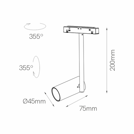 faretto led per binario magnetico 11w 48v 2700k nero ip20 beneito faure 4770
