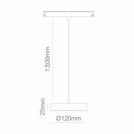 sospensione led per binario magnetico 12w 48v dali 2700-4000k nero ip20 beneito faure 5186