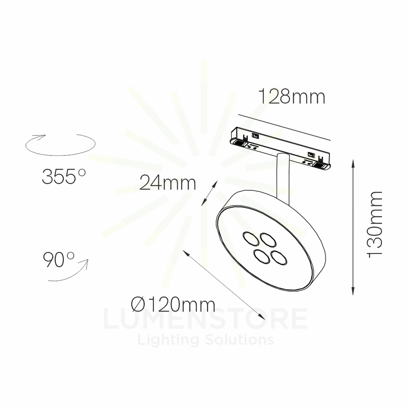 faretto led per binario magnetico 12w 48v 3000k nero ip20 cookie beneito faure