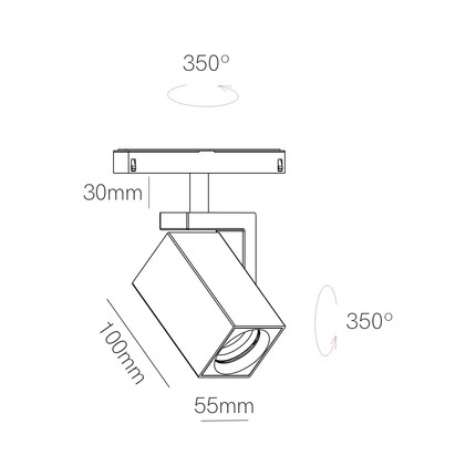 faretto led per binario magnetico 8w 48v dali 2700-4000k bianco ip20 v-square beneito faure, 5039