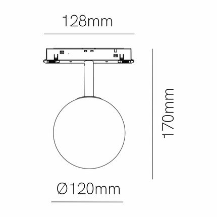 faretto led per binario magnetico 8w 48v 2700k bianco ip20 sphere beneito faure 5369