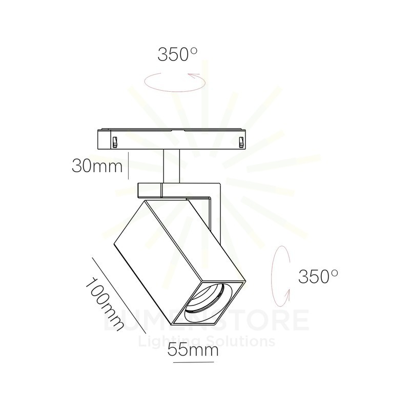 faretto led per binario magnetico 8w 48v dali 2700-4000k nero ip20 v-square beneito faure, 5040