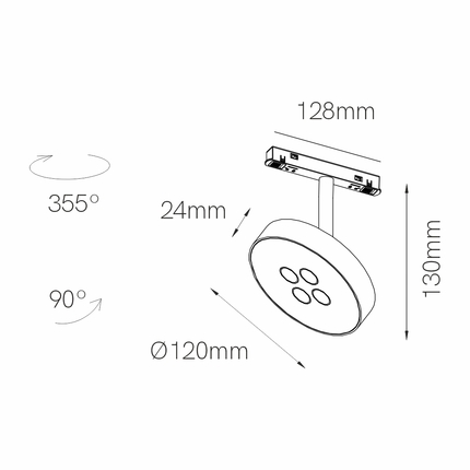 faretto led per binario magnetico 12w 48v 2700k nero ip20 cookie beneito faure 4774