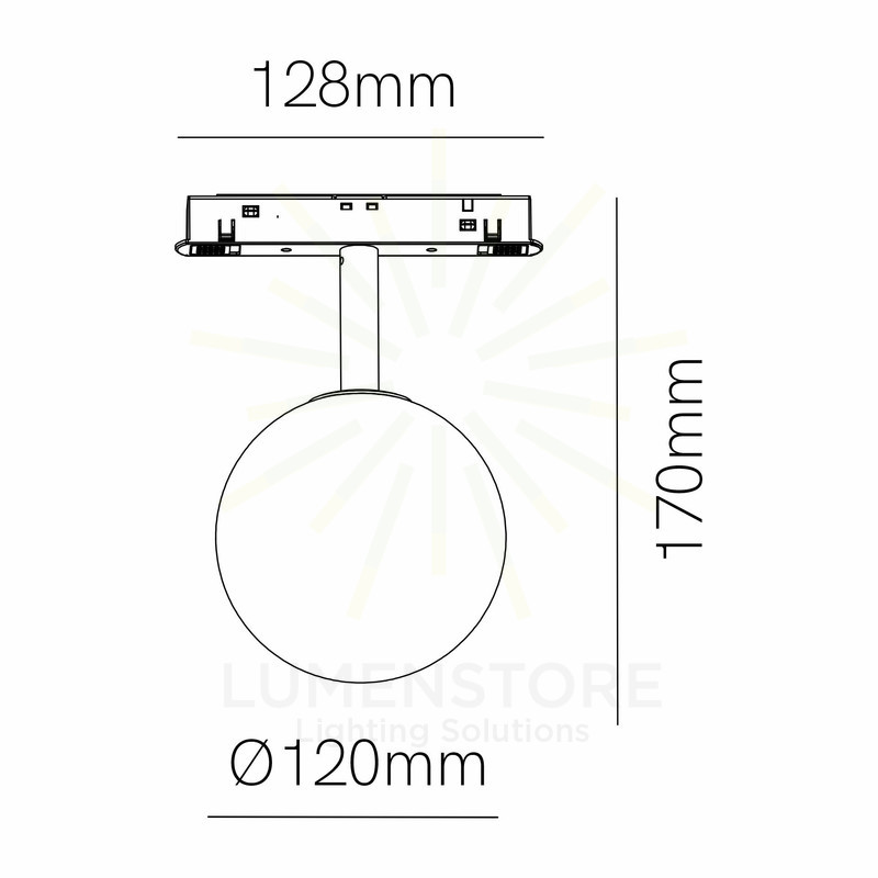 faretto led per binario magnetico 8w 48v 2700k nero ip20 sphere beneito faure 5372