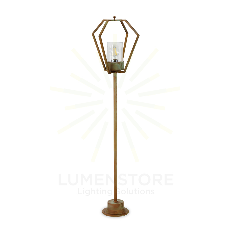 paletto da viale gemstone e27 ottone anticato ip44 ml3466