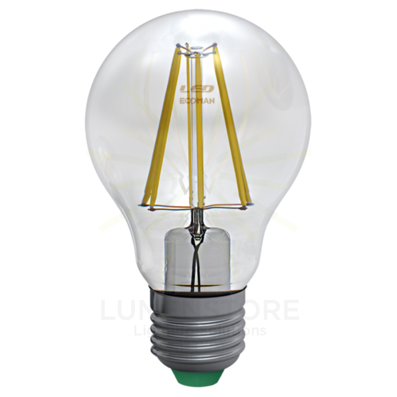 lampadina led sfera e27 8w luce naturale 4000k ecoman vetro trasparente