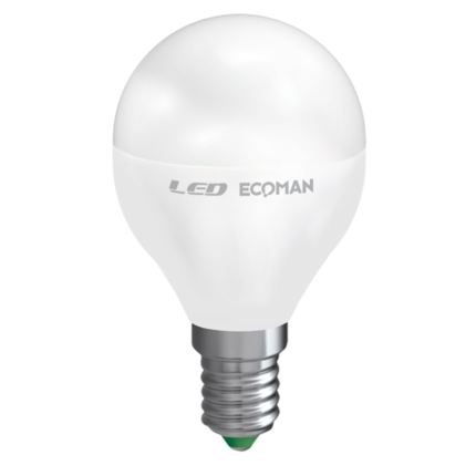 lampadina led sfera e14 8w luce naturale 4000k ecoman vetro ghiaccio