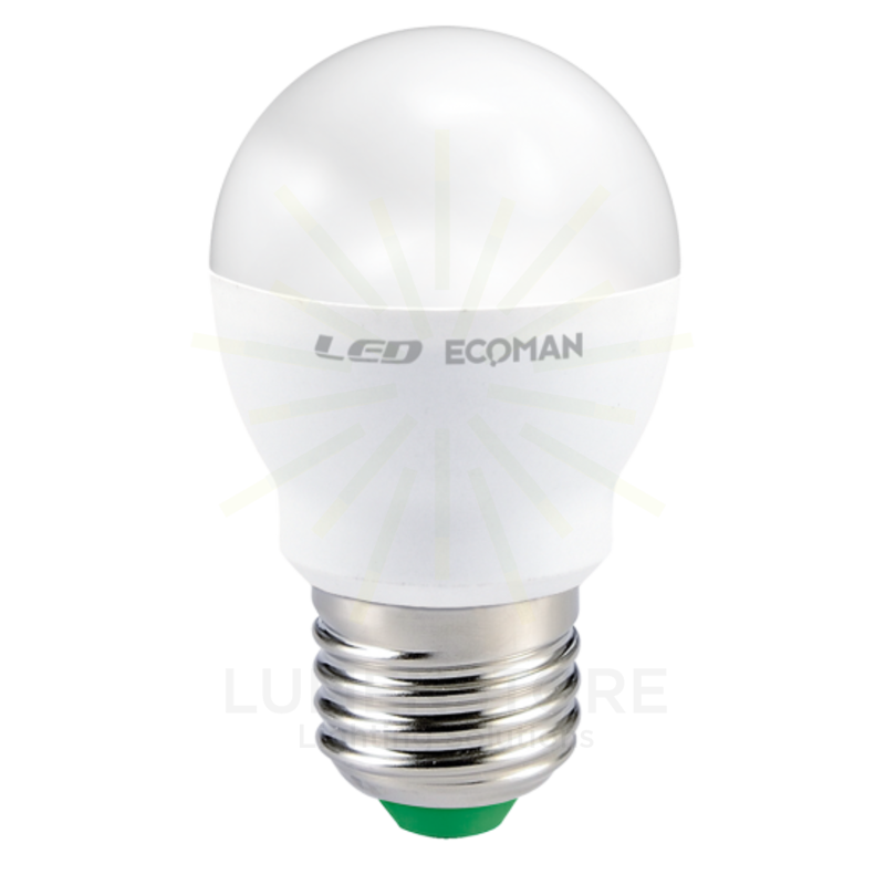 lampadina led sfera e27 8w luce naturale 4000k ecoman vetro ghiaccio