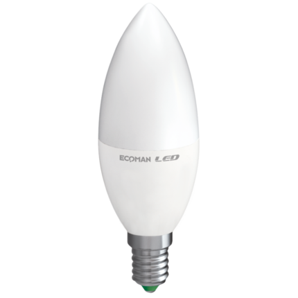 lampadina led candela e14 8w luce naturale 4000k ecoman vetro ghiaccio