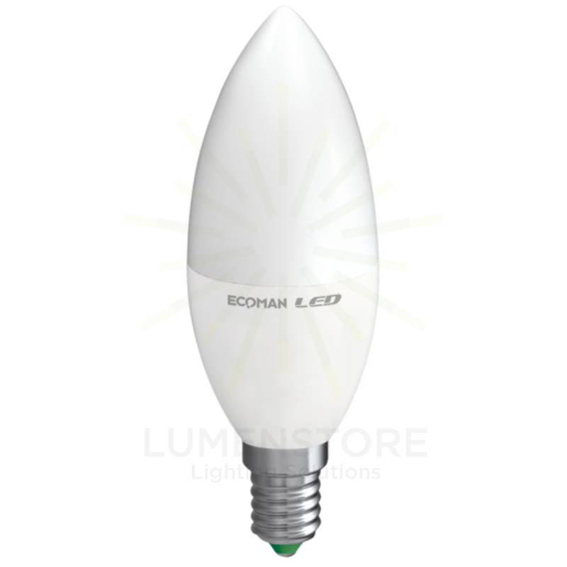 lampadina led candela e14 8w luce naturale 4000k ecoman vetro ghiaccio