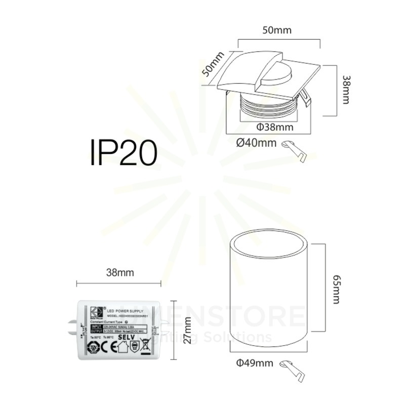 segnapasso led da incasso 2w 220/240v 3000k bianco ip20 beneito faure 4108