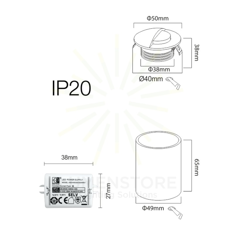 segnapasso led da incasso 2w 220/240v 3000k bianco ip20 beneito faure 4126