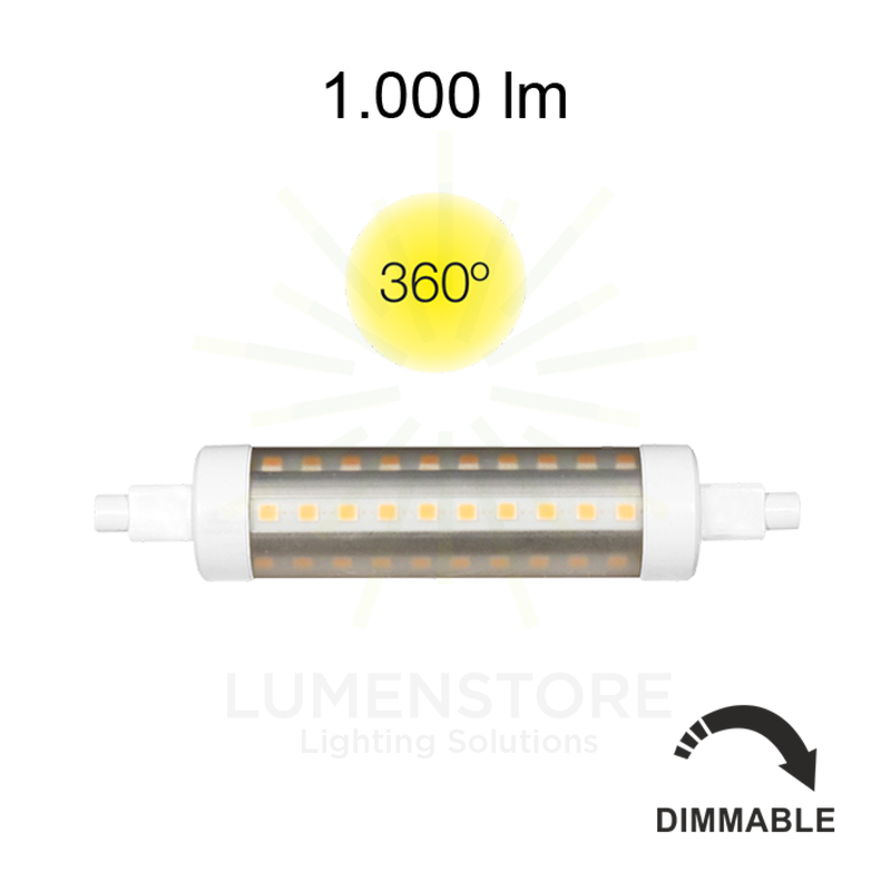 lampadina led lineal tubular r7s 11w luce calda 830 beneito faure dimmerabile