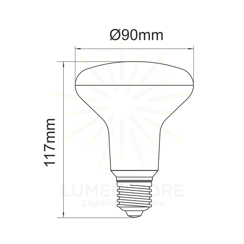 lampadina led r-90 r-line e27 12w luce calda 830 beneito faure