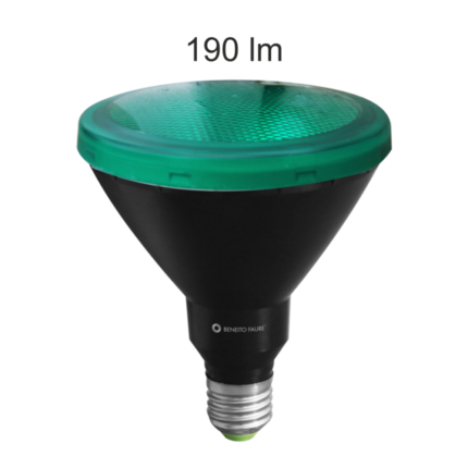 lampadina led r-line par38 e27 15w luce verde beneito faure ip65