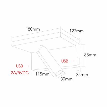 applique beam 5w luce calda 2700k beneito faure bianco