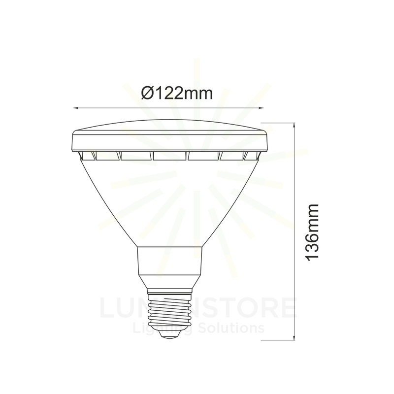 lampadina led par38 r-line e27 15w luce calda 830 beneito faure ip65