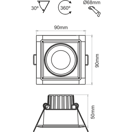 faretto led da incasso 8w 220/240v 3000k bianco ip44 beneito faure 3949