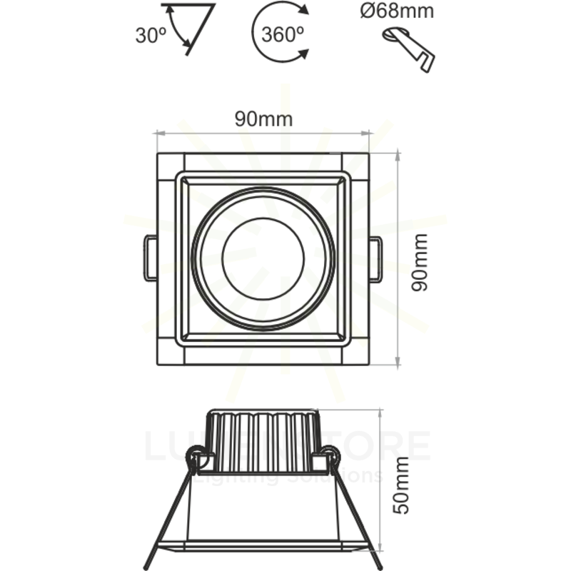 faretto led da incasso 8w 220/240v 3000k bianco ip44 beneito faure 3949