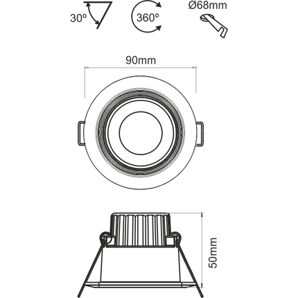 faretto led da incasso 8w 220/240v 4000k bianco ip44 beneito faure 3953