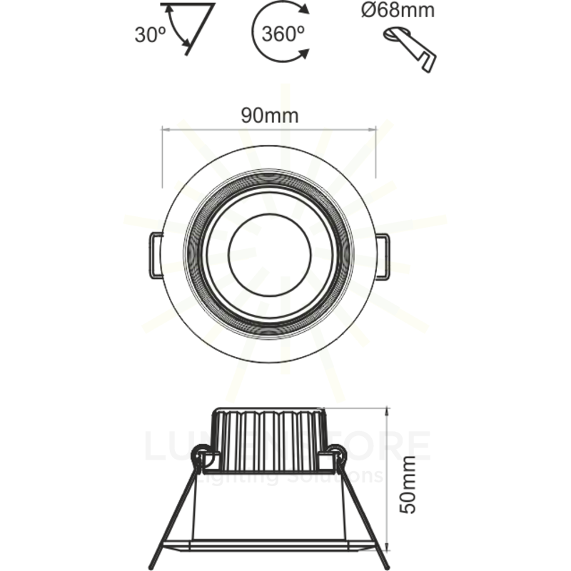 faretto led da incasso 8w 220/240v 4000k bianco ip44 beneito faure 3953