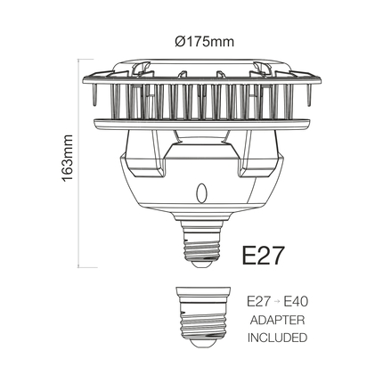 lampadina led moon e27/e40 50w luce naturale 840 beneito faure