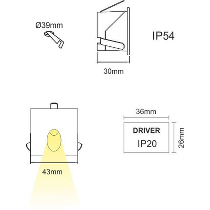 faretto da esterno luky 2w luce calda 832 beneito faure bianco ip54