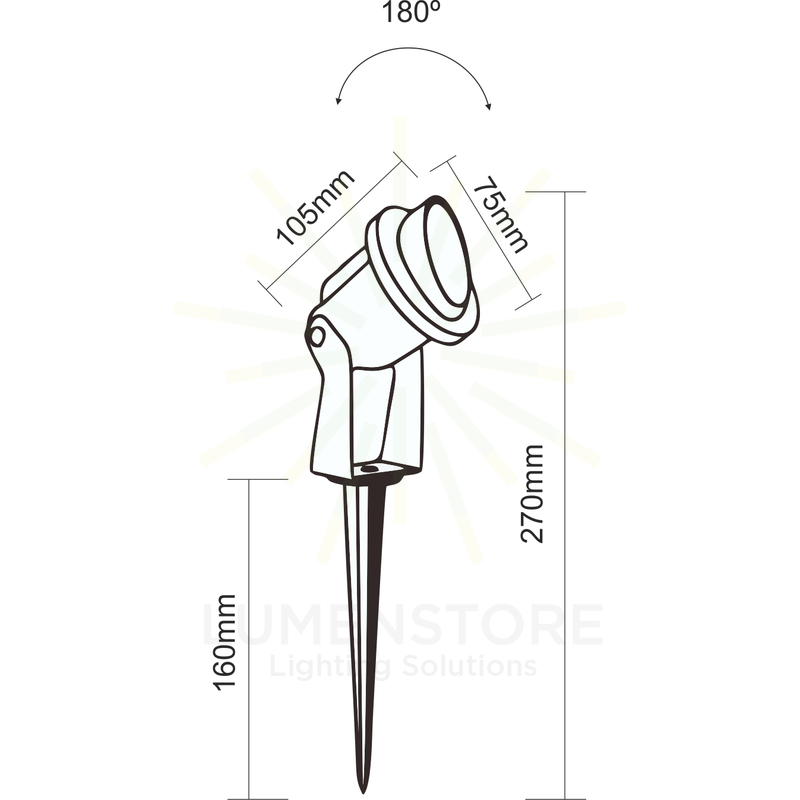 faretto da esterno fade 5w luce calda 830 beneito faure con picchetto ip65 ik05