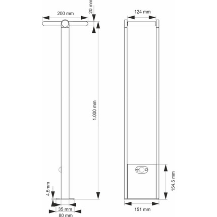 lampada energia solare popa 1.6w luce naturale 840 beneito faure nero 100cm ip54 ik08