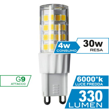 lampadina led lucciola g9 4w  luce fredda 6000k ecoman