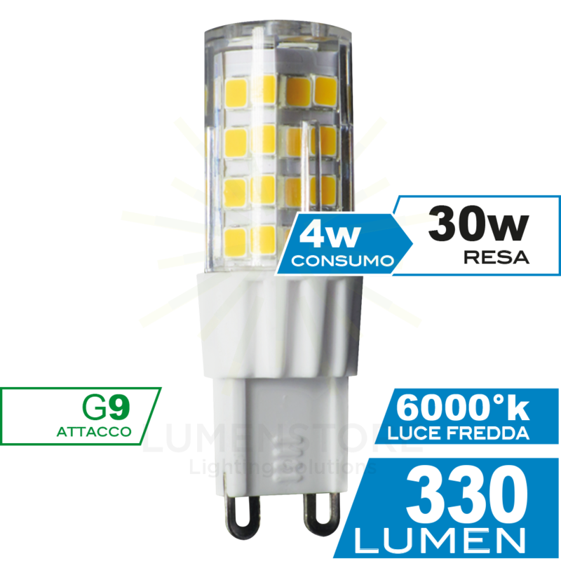 lampadina led lucciola g9 4w  luce fredda 6000k ecoman