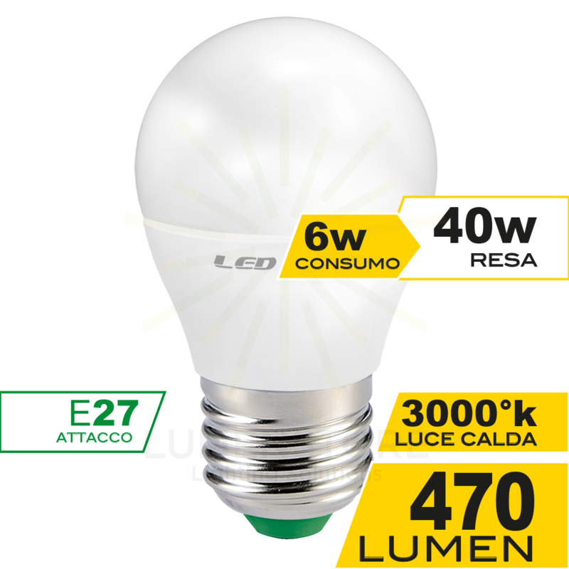 lampadina led sfera e27 6w luce calda 3000k ecoman vetro ghiaccio