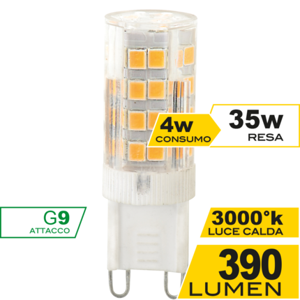 lampadina led lucciola g9 4w  luce calda 3000k ecoman