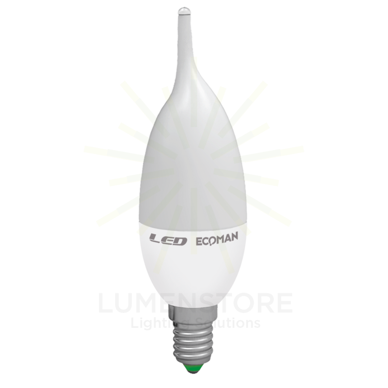 lampadina led colpo di vento e14 6w luce calda 3000k ecoman vetro ghiaccio