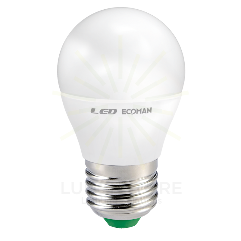 Lampadina LED Sfera E27 6W luce fredda 6000K ECOMAN vetro ghiaccio