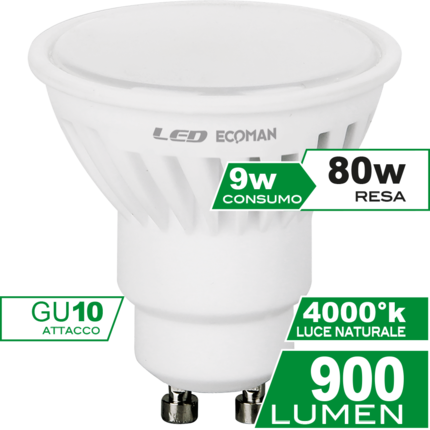 LAMPADINA LED E27 3 TUBI 48 LED SMD 9W 900 LUMEN 10 PEZZI LUCE NATURALE 4200K 