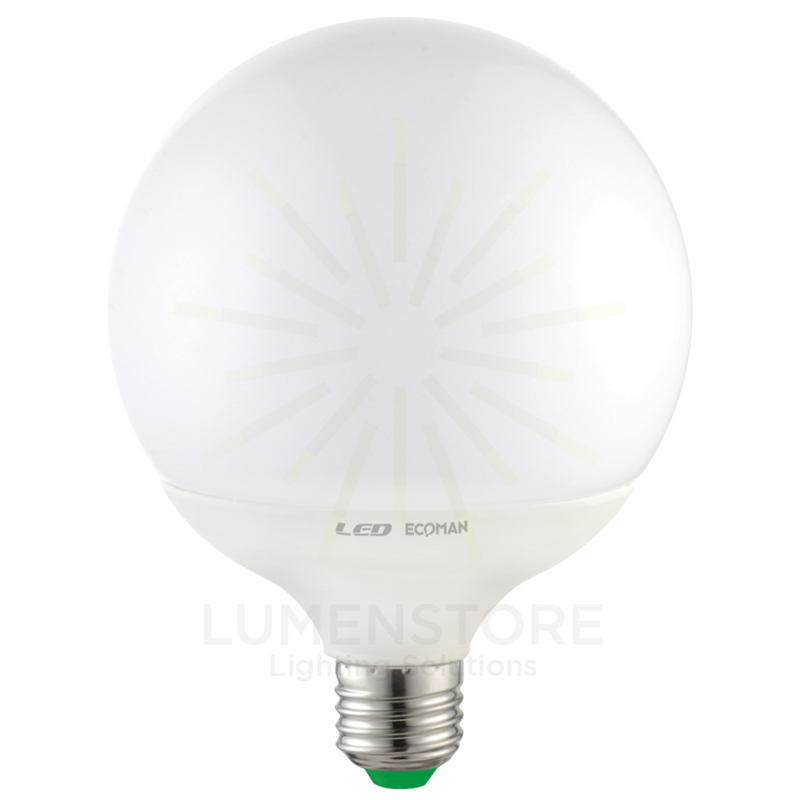 Lampadina LED globo G120 E27 18W luce calda 3000K Ecoman vetro