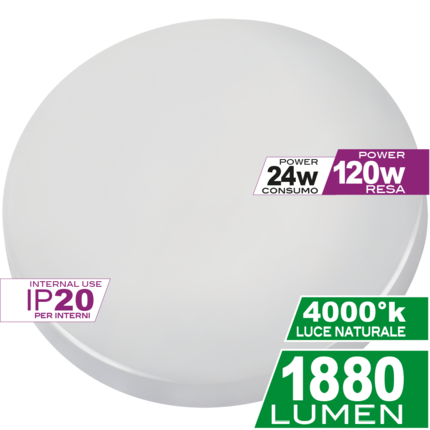 plafoniera led tonda 24w luce naturale 4000k ecoman