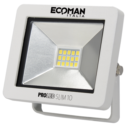 proiettore led proled 10w luce naturale 4000k ecoman bianco ip65 mini slim