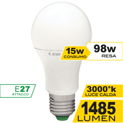 lampadina led goccia e27 15w luce calda 3000k ecoman vetro ghiaccio