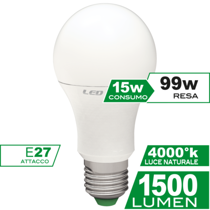 lampadina led sfera e27 15w luce naturale 4000k ecoman vetro ghiaccio